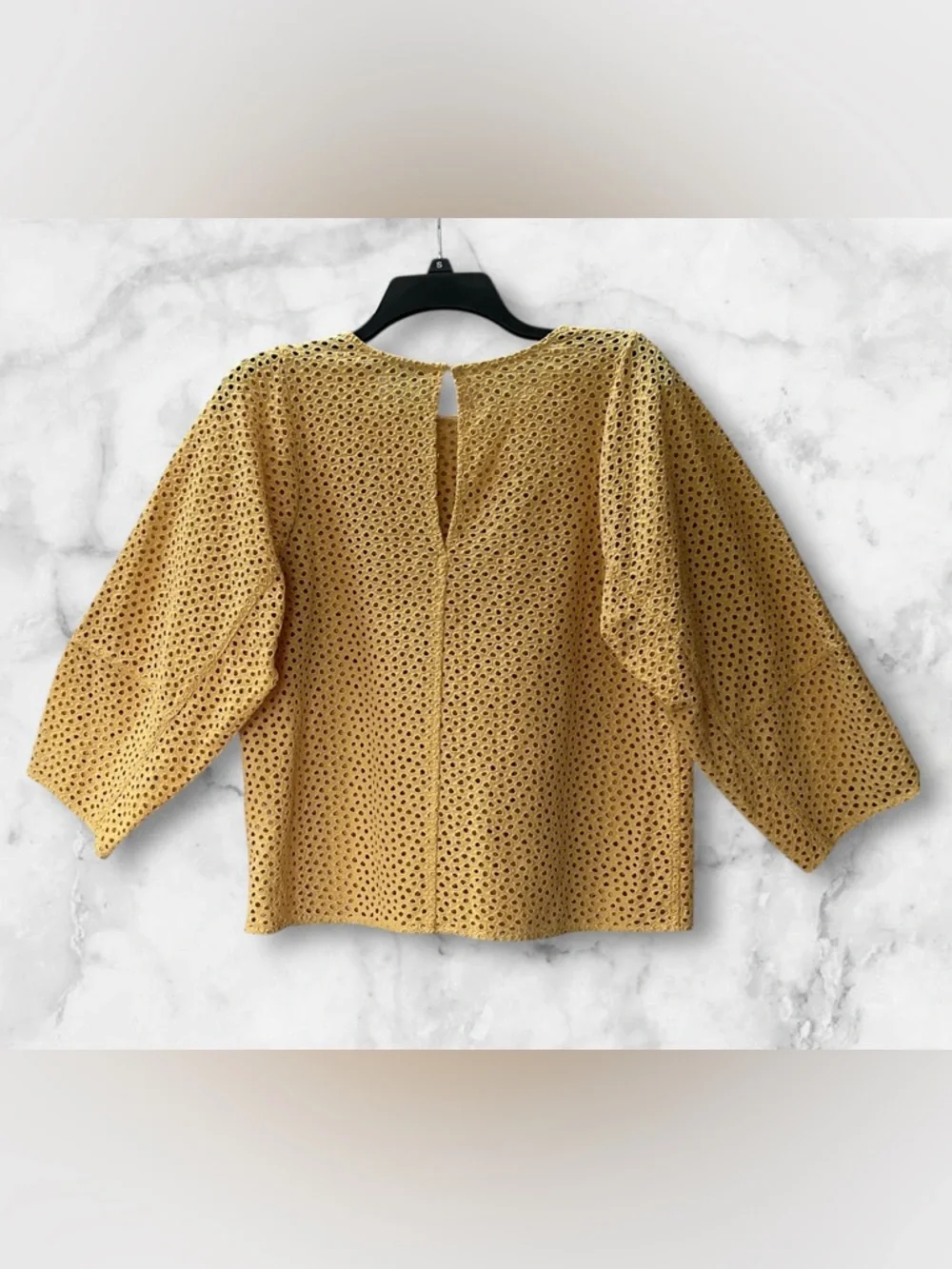 Everlane Golden Hour Cotton Eyelet Lantern Sleeve Top Blouse Size S - Picture 4 of 13